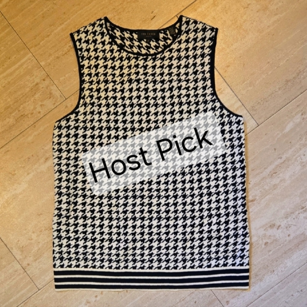 Ted Baker London Stylish Syrenia Black/White Houndstooth Top